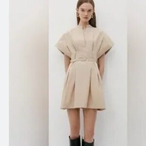 Zara Elegant Cream Pleated Mini Dress